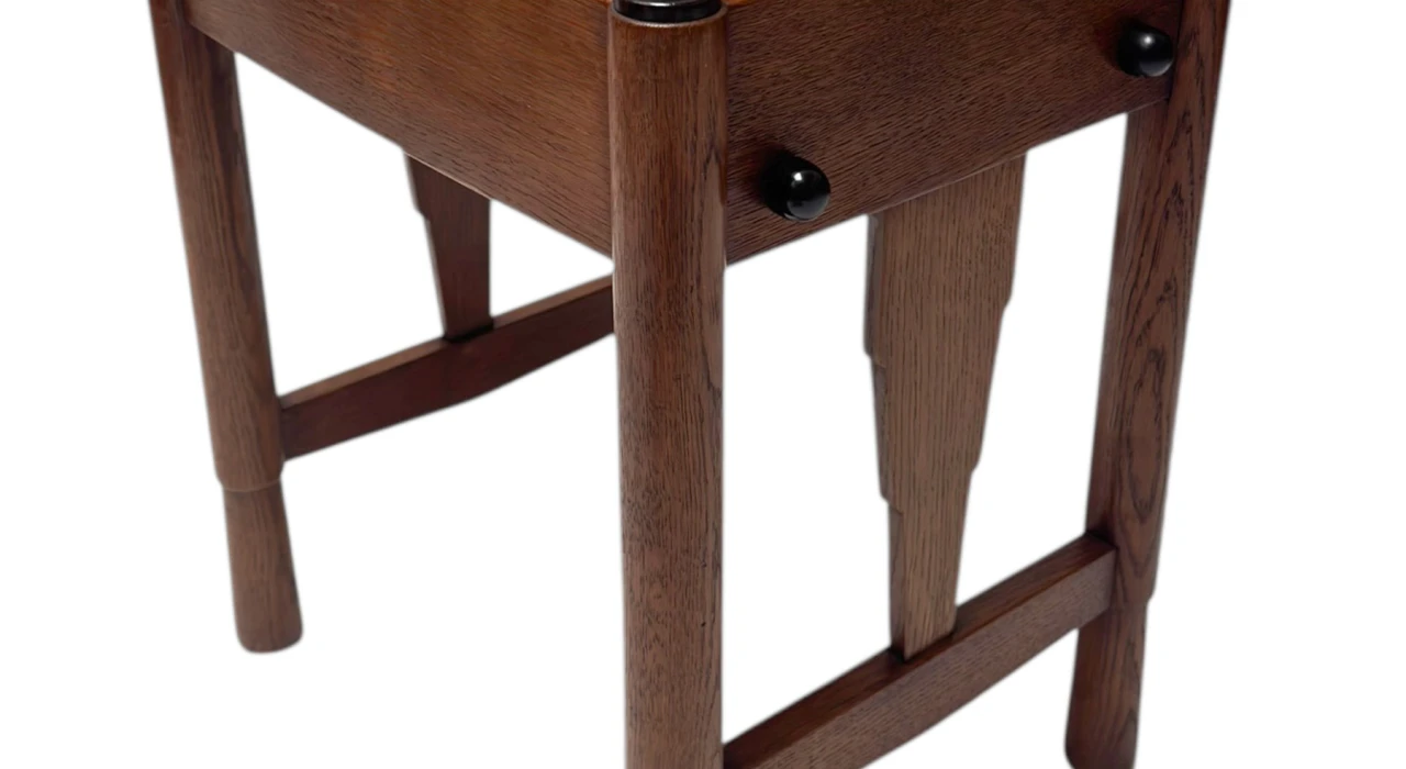 Art Deco Amsterdamse School Stool with Adjustable Seat, 1920s